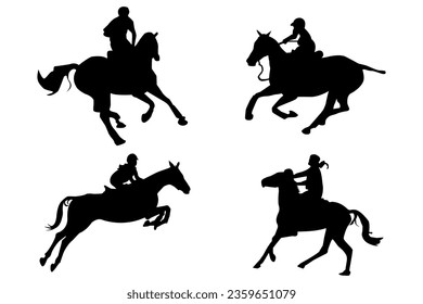 Vector silhouette of horse riding.
