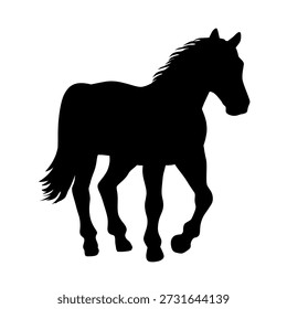 Silueta de Vector del caballo, solo, color negro, aislado en el fondo blanco