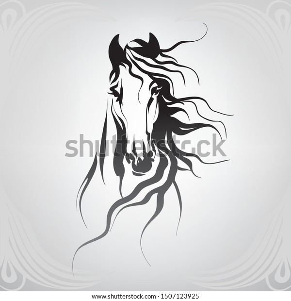 馬の頭のベクターシルエット のベクター画像素材 ロイヤリティフリー 1507123925
