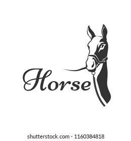 Vector silhouette of a horse's head. Equestrian sport. Horse Racing.
