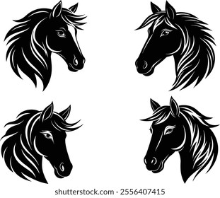 vector silhouette of a horse's head logo icon