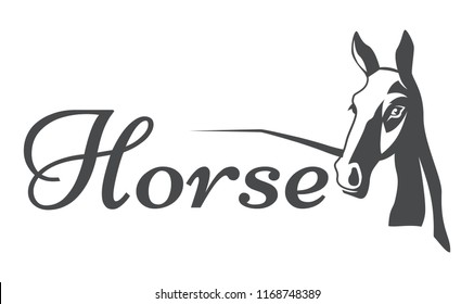 Vector silhouette of a horse's head. Stylized illustration. Monochrome emblem.