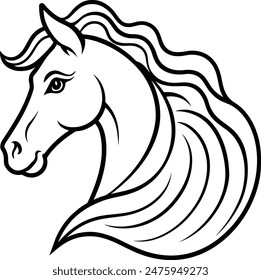  Vector silhouette of a horse's head Wild Animals for coloring book