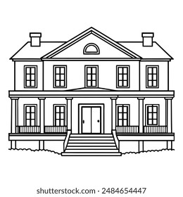 vector silhouette house line art design