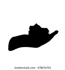 Vector silhouette of house on white background.