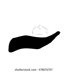 Vector silhouette of house on white background.