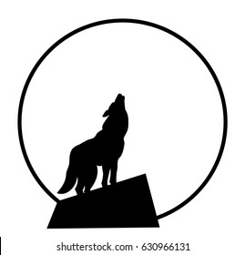 vector silhouette howling at the moon wolf