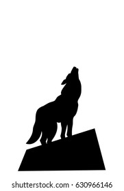 vector silhouette of a howling wolf