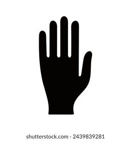 Vector silueta de una mano humana, palma. Dibujado en negro sobre un fondo blanco.