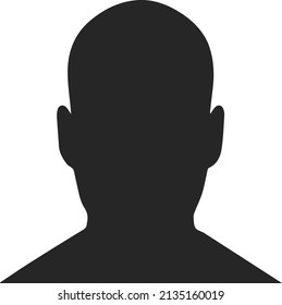 vector silhouette of human head. Black silhouette of male head on white background.