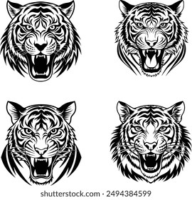 vector silhouette hungry tiger head design