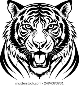 vector silhouette hungry tiger head design