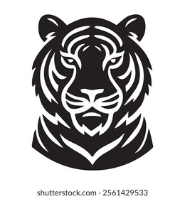 vector silhouette hungry tiger head design
