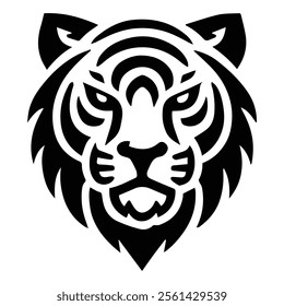 vector silhouette hungry tiger head design
