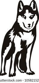 A vector silhouette of a husky