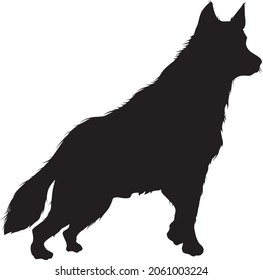 Vector silhouette of a husky dog standing