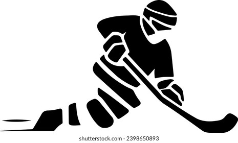 Vector silhouette of Ice hockey player shoots and scores