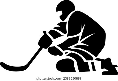 Vector silhouette of Ice hockey player shoots and scores