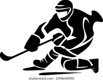 Vector silhouette of Ice hockey player shoots and scores