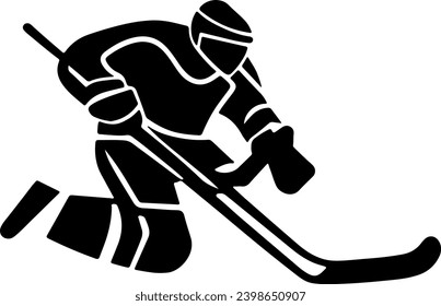 Vector silhouette of Ice hockey player shoots and scores