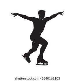 vector silhouette of an ice skater in action