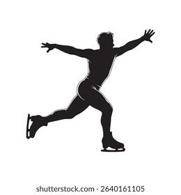 vector silhouette of an ice skater in action