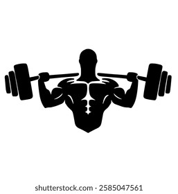 vector silhouette icon for bodybuilding lifting heavy weights with a simple but elegant design