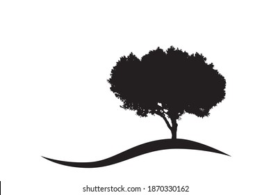 vector silhouette icon of a carob tree