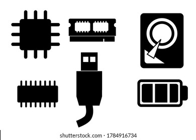 Vector Silhouette Icon Computer Hardware Symbol

