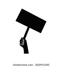 banner de retención de la mano del icono de la silueta vectorial