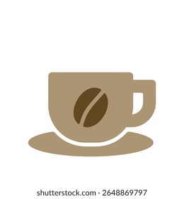 Vector silhouette icon illustration of coffee image. Coffee cup with coffee beans illustration.