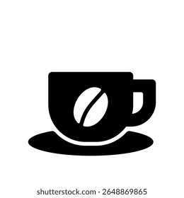 Vector silhouette icon illustration of coffee image. A cup with coffee beans illustration.