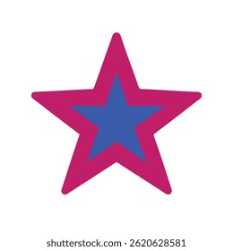 Vector Silhouette icon of magenta Star isolated on white background, star shape for rating, design