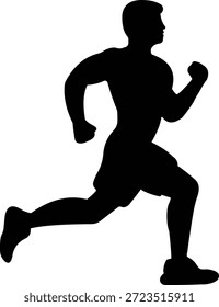 Icono de silueta de Vector de hombre corriendo Fitness Flat Black Design
