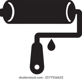 vector silhouette icon of a paint roller. 