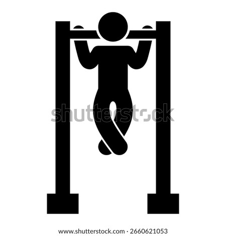Vector silhouette icon of a person doing pull up representing calisthenics