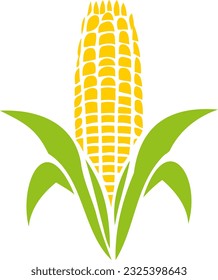 Vector silhouette icon representing a fully grown corn cob