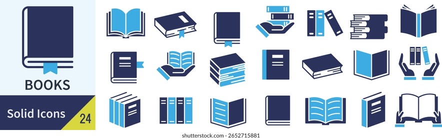 Conjunto de Ícones de Silhueta de Vetor para Livros