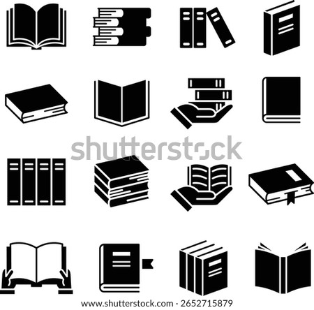 Vector Silhouette Icon Set for Books