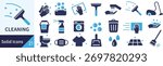 A vector silhouette icon set for cleaning, icon