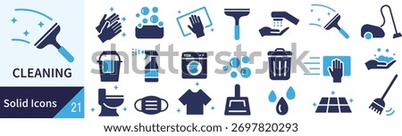 A vector silhouette icon set for cleaning, icon