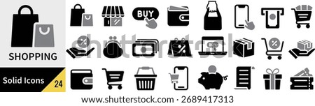 Vector Silhouette Icon Set for Shopping
