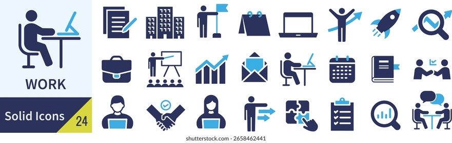 Ícone de Silhueta de Vetor Definido para Trabalho