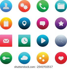 Vector, silueta Iconos para Web y App móviles App de redes sociales diseño