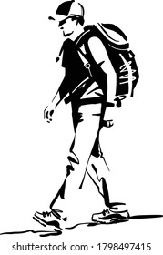 the vector silhouette illustration of the backpacker