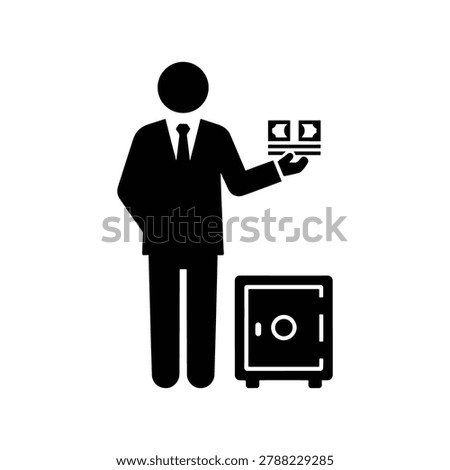 Vector silhouette illustration of a banker representing the finance and business profession, isolated on a white background. Perfect for finance design resources, banking career guides, business professional graphics, and financial services illustration materials.
