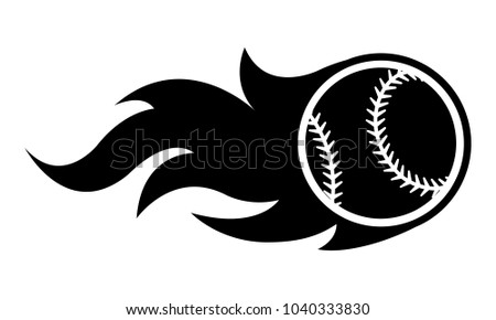 Vector silhouette illustration of baseball ball with simple flame shape. Ideal for sticker, decal, sport logo and any kind of decoration.