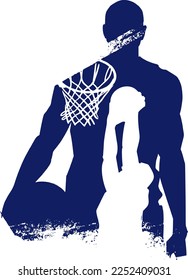 ilustración de silueta vectorial de un jugador de baloncesto