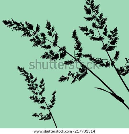 Vector silhouette illustration of beach grass blowing in the wind.