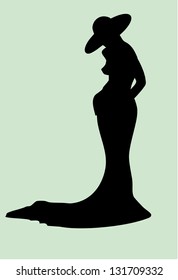 vector silhouette illustration of a beautiful form woman